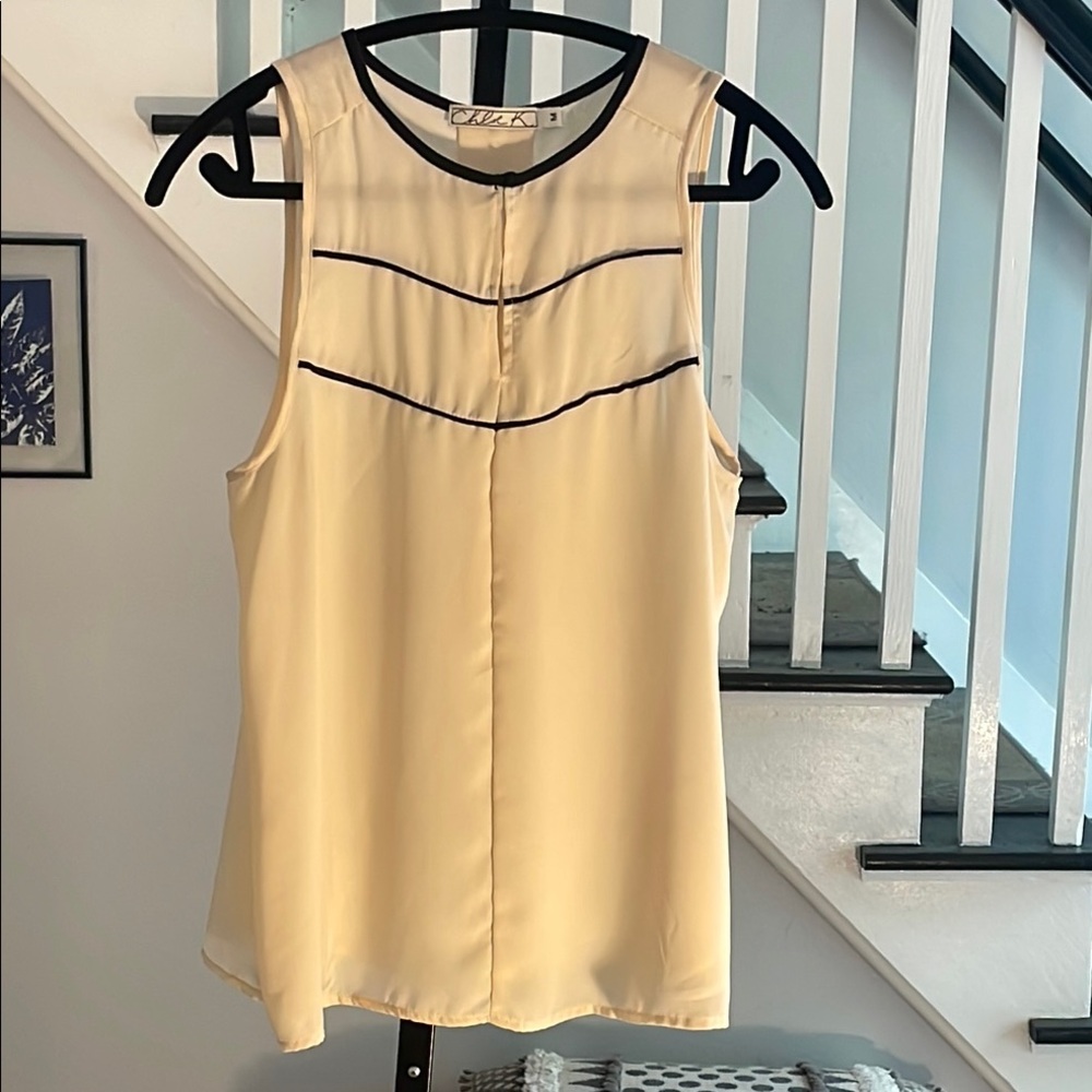 ⭐️ 5 items for $15 ⭐️

Chloe K Cream Blouse with Black Trim